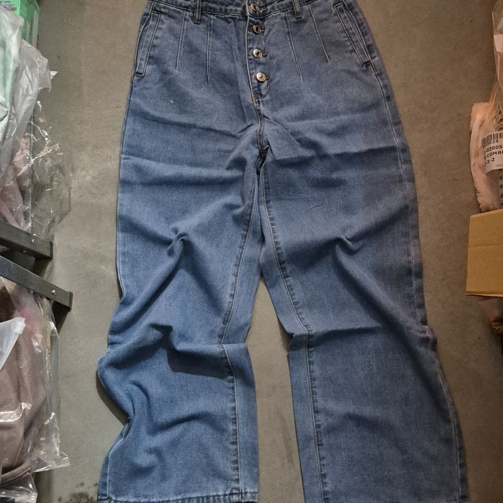 ♡♡♡ Button Fly Cropped Wide Leg Ankle Jean sz  XL
